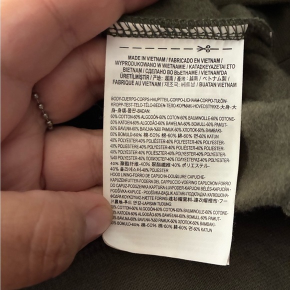 Vans Women’s Olive Green Floral Cropped Long Sleeve Hoodie Pullover Sweater L - Picture 12 of 13